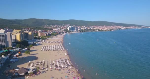 Widok z lotu ptaka na popularny kurort letni Sunny Beach, Bułgaria. — Wideo stockowe