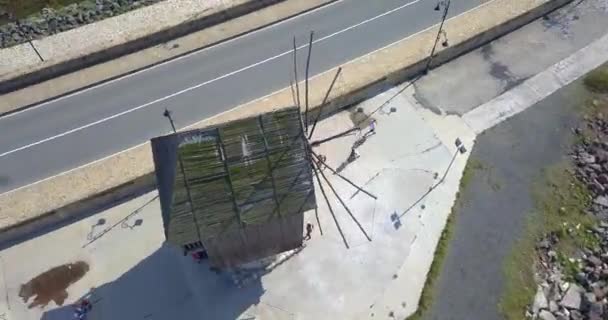 Беспилотник кружит над Несебром — стоковое видео