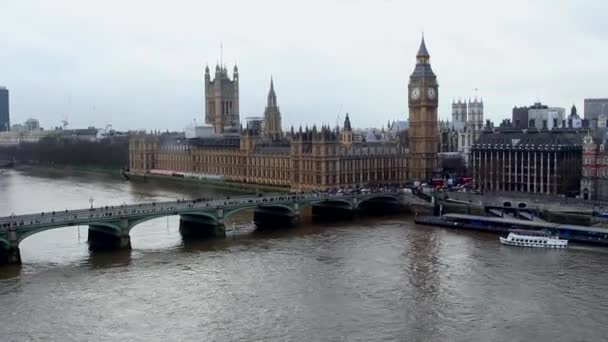 Londen, Big Ben, Thamse rivier — Stockvideo