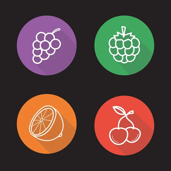 Conjunto de ícones de frutas e bagas —  Vetores de Stock