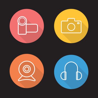 Elektronik cihazlar doğrusal Icons set