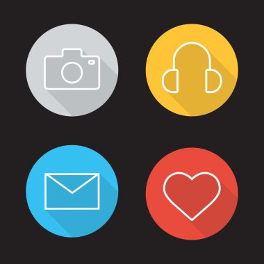 Sosyal medya doğrusal Icons set