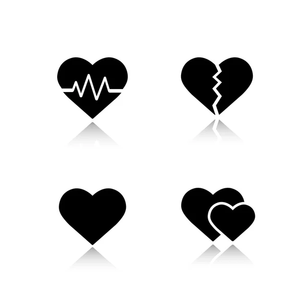 Heart shapes icons set — Stock Vector