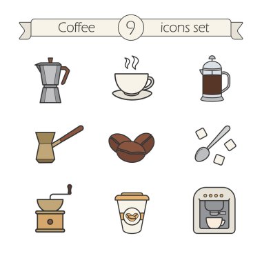 Kahve içecek Icons set