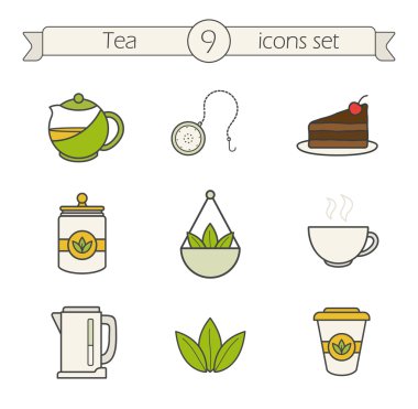 Çay içecek Icons set.  