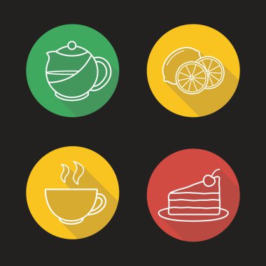 Çay ve tatlı Icons set