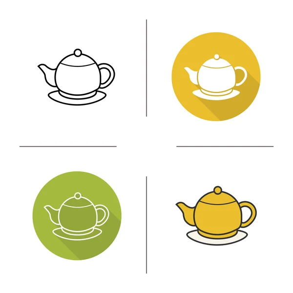 Set de iconos de maceta de té — Vector de stock