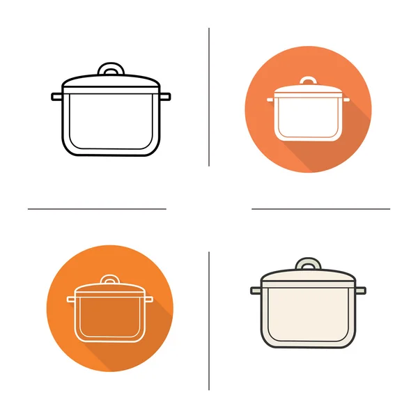 Stoofpot van pot icons set — Stockvector