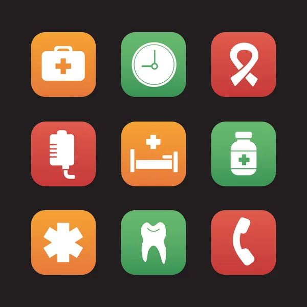 Ensemble d'icônes d'hôpital et de médecine — Image vectorielle