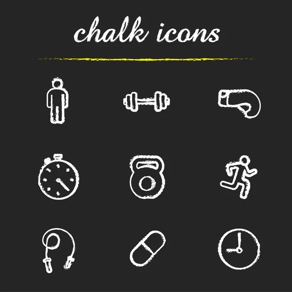 Conjunto de iconos de deporte y fitness — Vector de stock