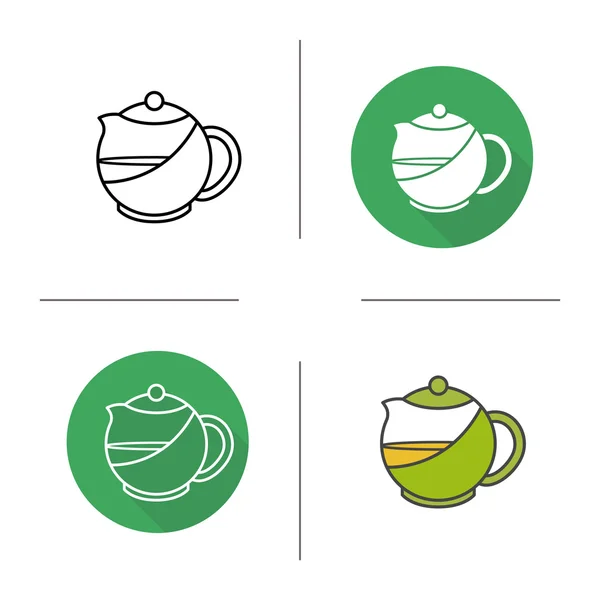Set de iconos de hervidor infusor de té — Vector de stock