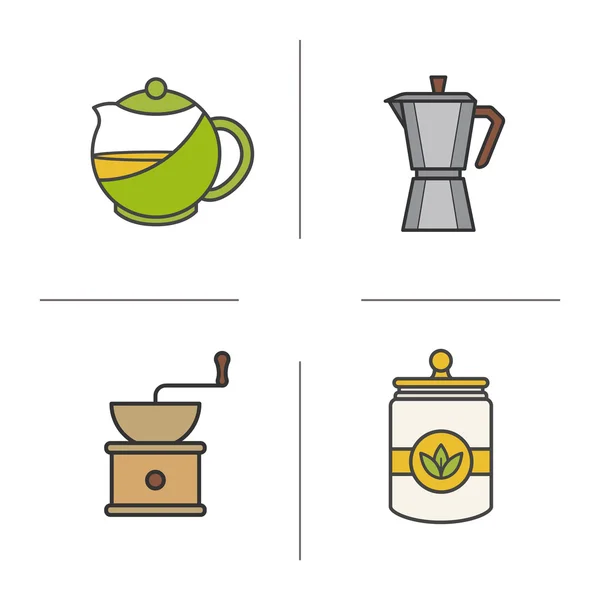Conjunto de iconos de té y café — Vector de stock