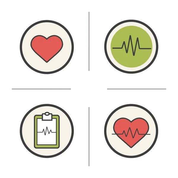 Conjunto de iconos médicos cardiológicos — Archivo Imágenes Vectoriales