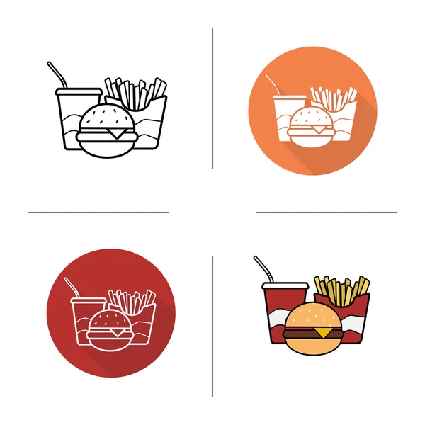 Fast Food Simgeleri Ayarlandı — Stok Vektör