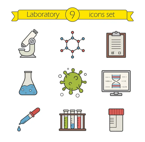 Ikon peralatan laboratorium sains diatur - Stok Vektor