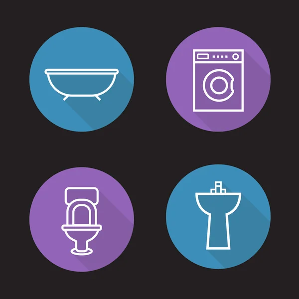 Bathroom interior icons set — Stock Vector