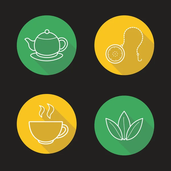 Conjunto de iconos de bebida de té — Vector de stock