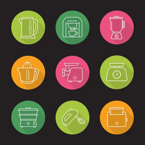 Huishoudelijke apparaten icons set — Stockvector