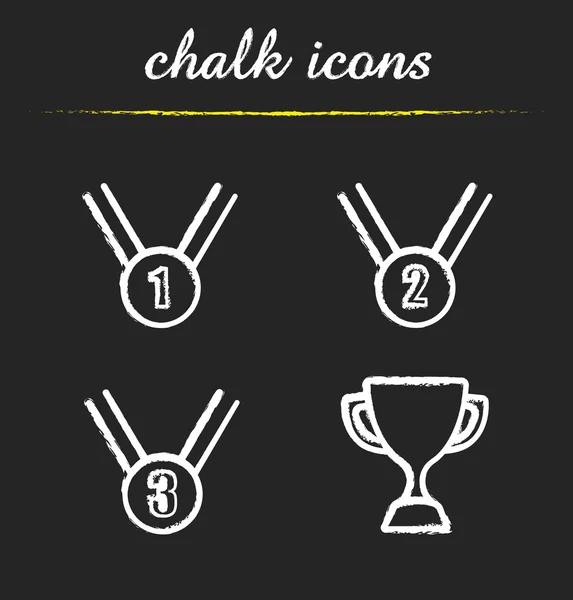 Medal and cup award icons set Stock Vector