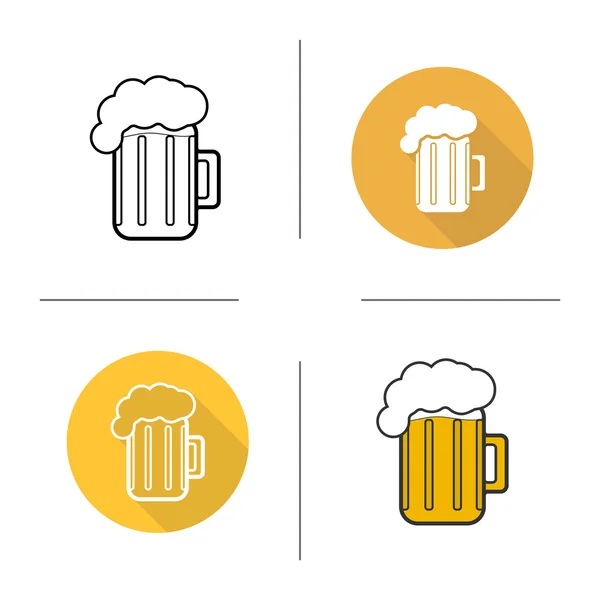 Conjunto de iconos de diseño plano de vasos de cerveza — Archivo Imágenes Vectoriales