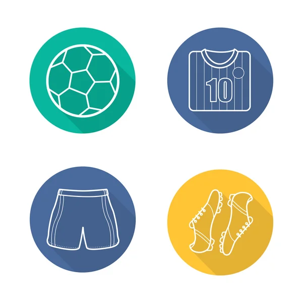 Vector Set Football Equipment Icons and Symbols — Stock Vector