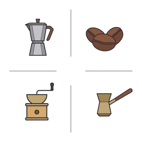 Conjunto de ícones de cor de café — Vetor de Stock