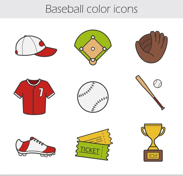 Baseball icônes de couleur ensemble — Image vectorielle