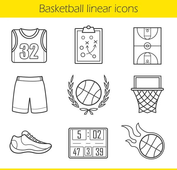 Conjunto de ícones lineares de basquete — Vetor de Stock