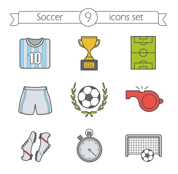 Juego de iconos de color fútbol — Vector de stock