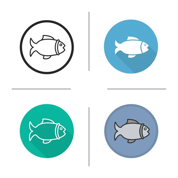 Рыбный плоский дизайн, линейные и цветные иконки — стоковый вектор