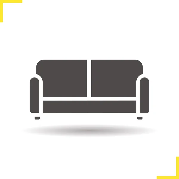 Schlagschatten gepolsterte Sofa Silhouette Symbol — Stockvektor