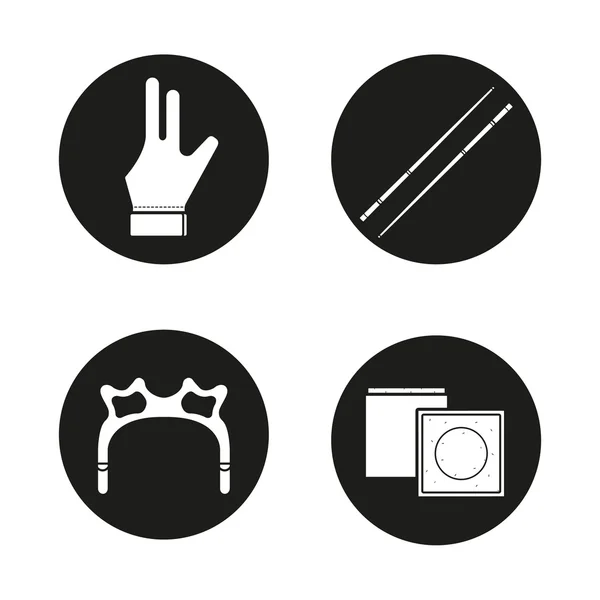 Billar negro iconos conjunto — Vector de stock