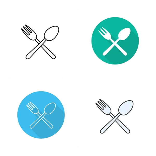 Iconos de cuchara y tenedor — Vector de stock