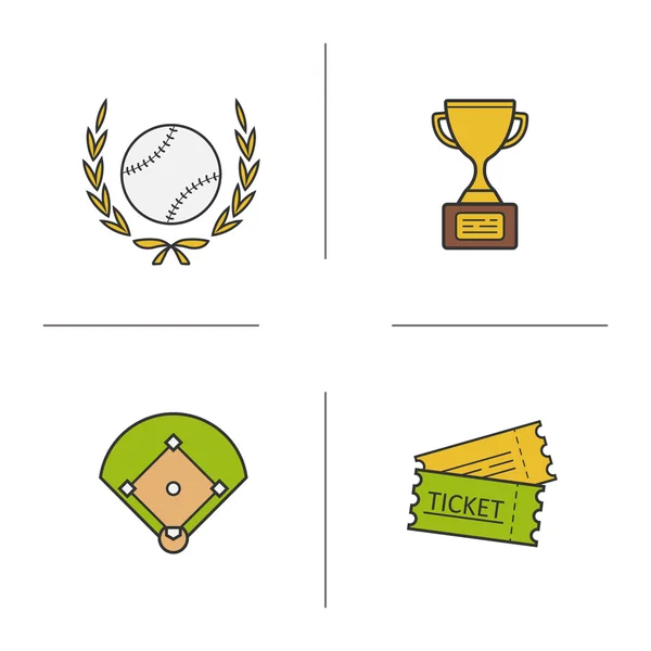 Baseball färg ikoner set — Stock vektor