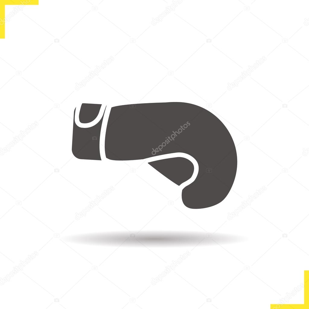 Drop shadow boxing glove silhouette symbol. Boxing fighter protective equipment. Boxing logo concept. Vector boxing glove isolated illustration