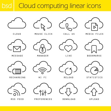 Cloud Computing doğrusal simgeler