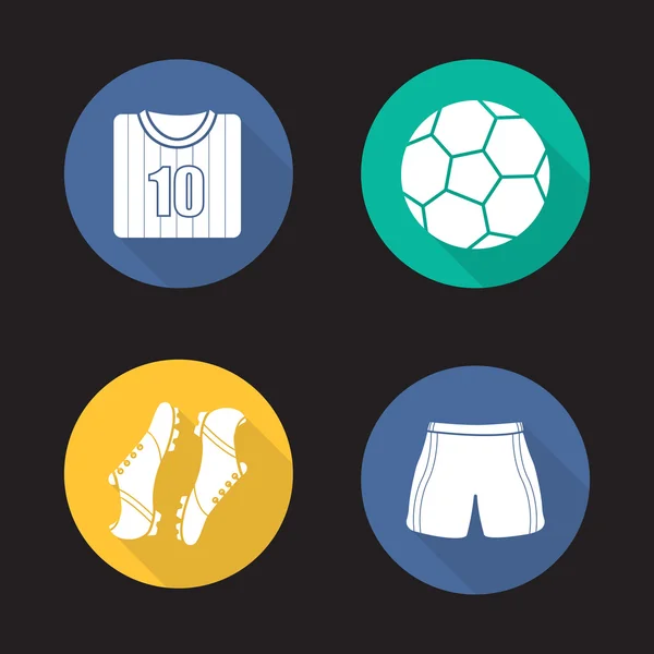 Accesorios de fútbol diseño plano — Vector de stock