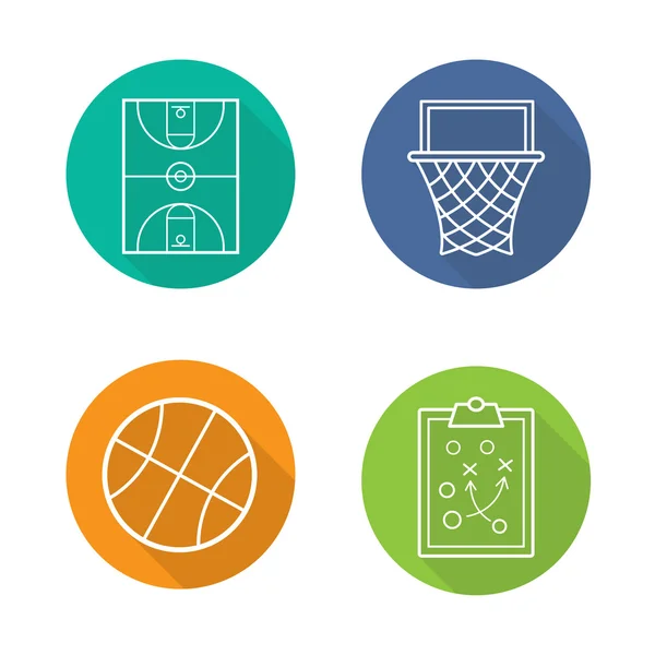 Baloncesto conjunto de iconos planos — Vector de stock