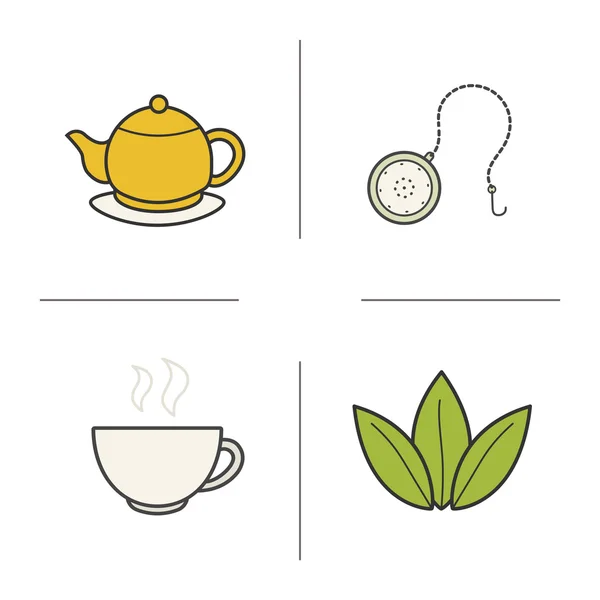 Conjunto de iconos de color té — Vector de stock