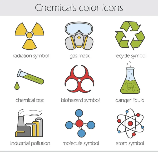 Barevné ikony chemického průmyslu — Stockový vektor