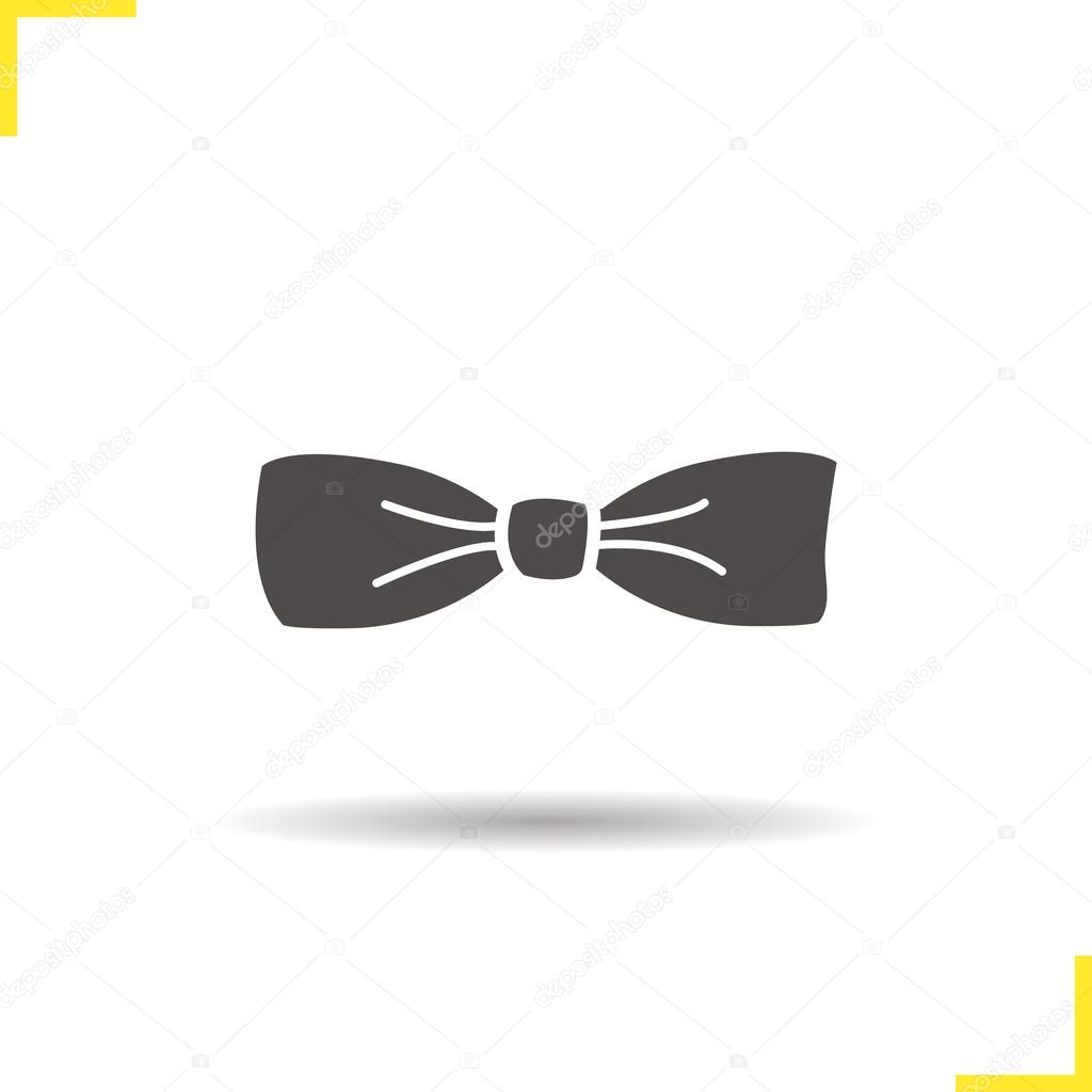 Bow tie icon. Drop shadow tuxedo butterfly tie silhouette symbol. Men's classic fashion accessory. Vector isolated illustration