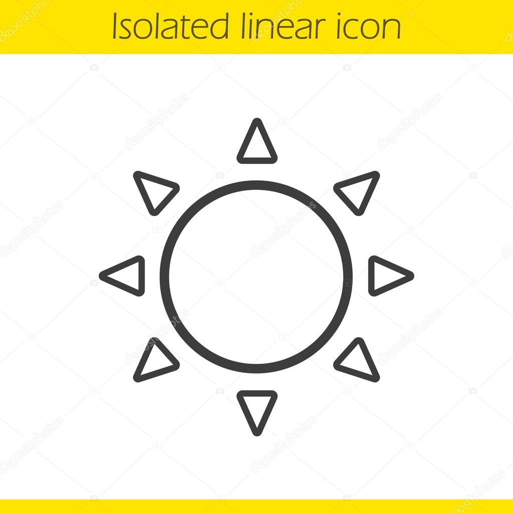Sun linear icon. Summer weather forecast thin line illustration. Sunshine ontour symbol. Vector isolated outline drawing