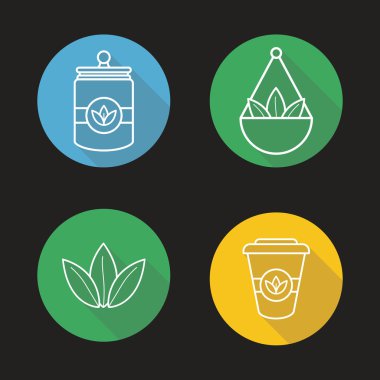 Çay dükkanı simgeleri seti