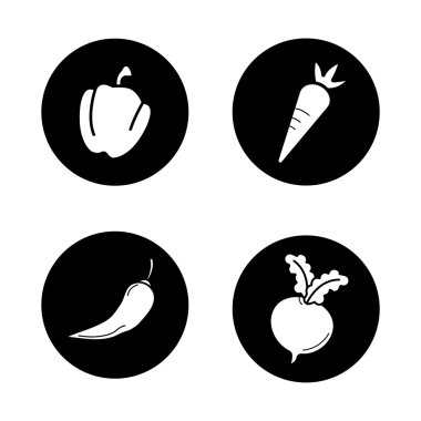 Sebze siyah Icons Set