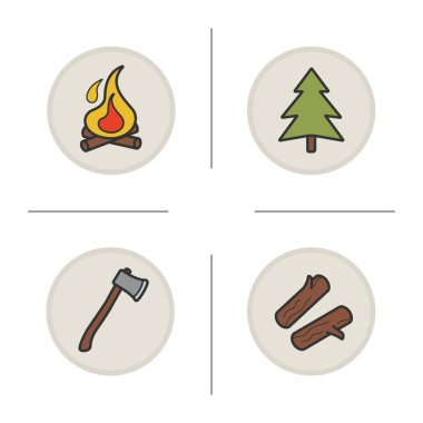 Kamp renk Icons set