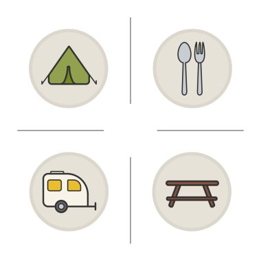 Kamp renk Icons set