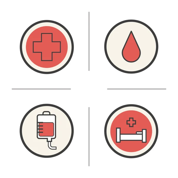 Blood donation color icons set — Stock Vector