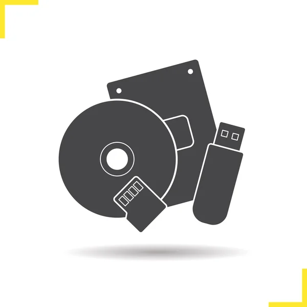 Icono de dispositivos de almacenamiento de datos — Archivo Imágenes Vectoriales