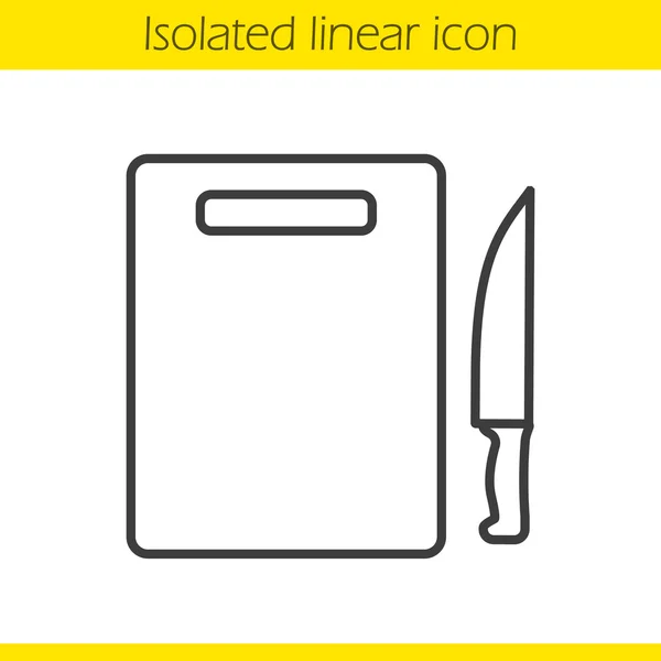 Cutting board with knife linear icon — Stock Vector