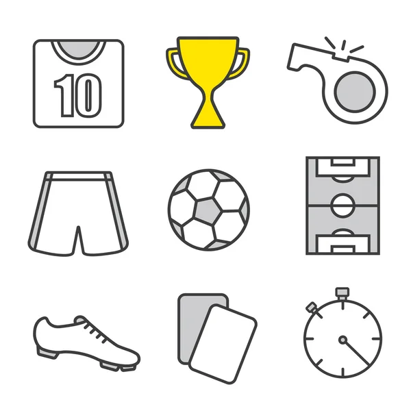 Juego de iconos lineales de fútbol — Vector de stock